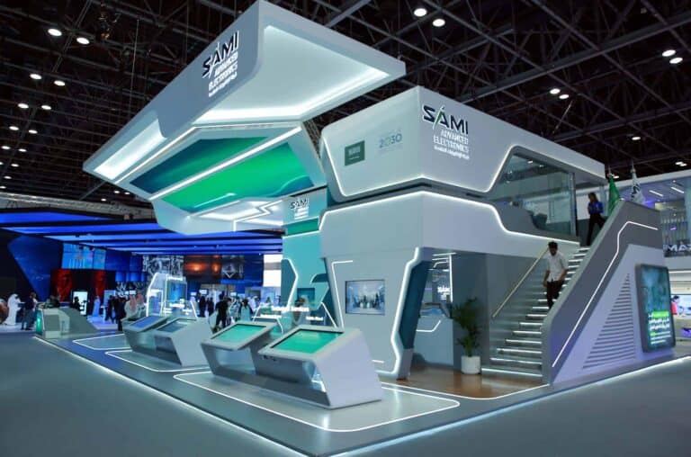 The high tech look of a Sami custom exhibit showcases custom exhibit design from experiential marketing agency SPIRO