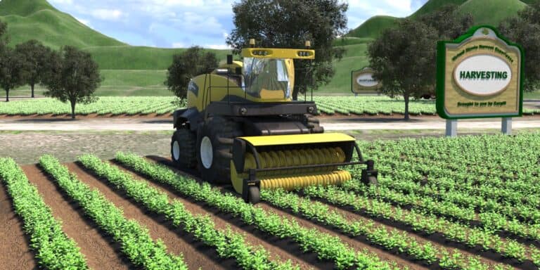 A digital image of a Cargill harvester at work on a farm showcases innovative marketing ideas from experiential branding agency SPIRO